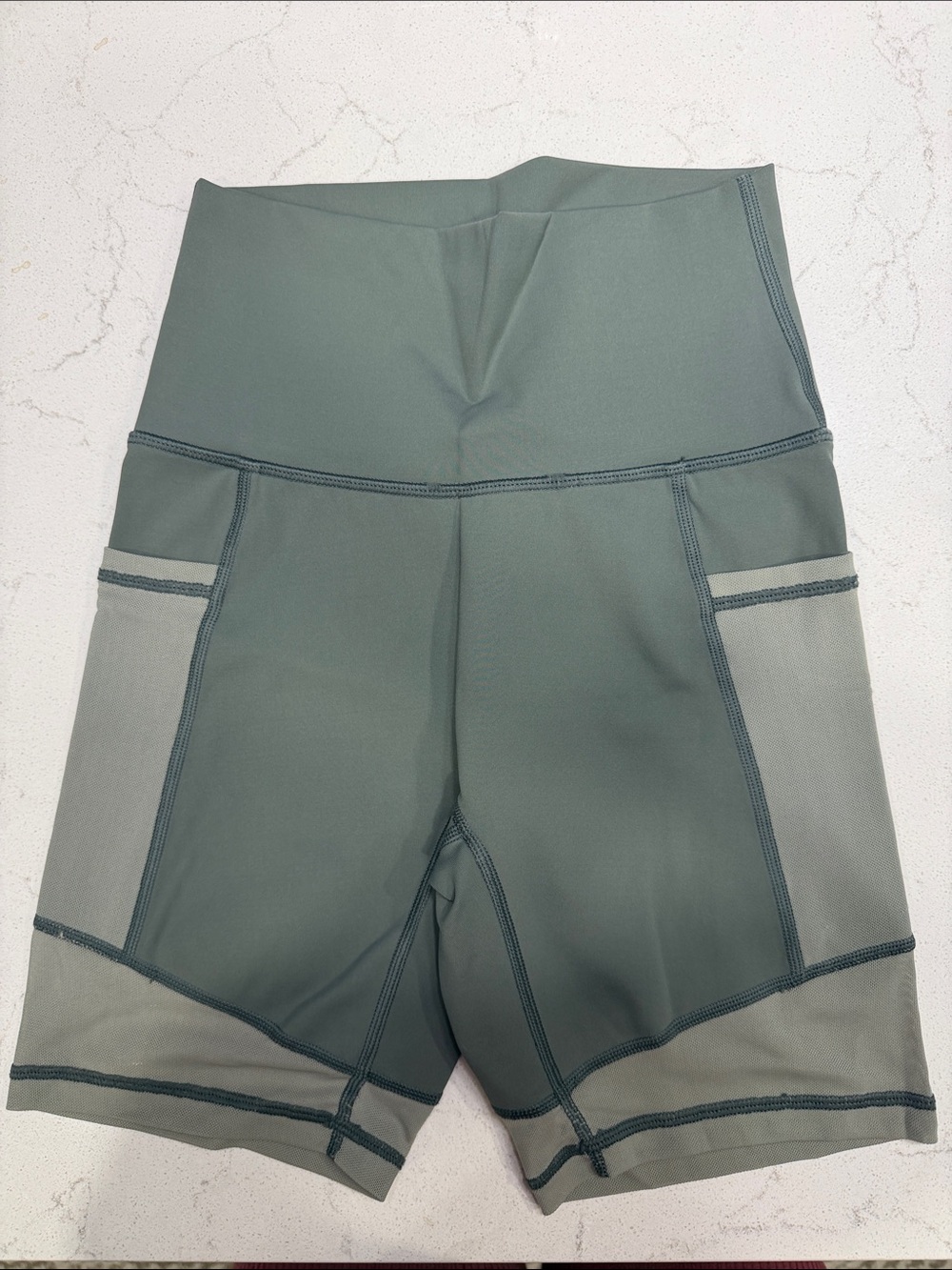 aerie High-Rise Bike Shorts in Sage